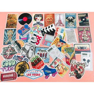 10-50 hìn sticker phong cách cổ điển vintage retro decal (random hình)