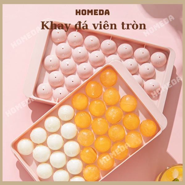 Khay làm đá 33 viên bi tròn, khay làm thạch rau câu, khuôn làm đá dễ thương tiện dụng nhà bếp HOMEDA