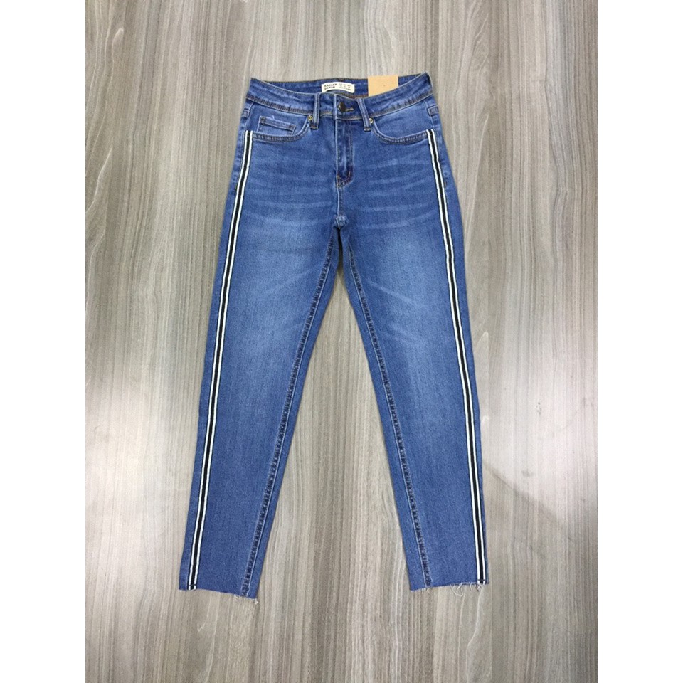 Quần Jean Skinny phối sườn sọc trắng đen