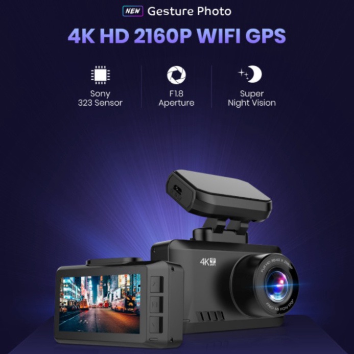 Camera hành trình ô tô G3, thương hiệu cao cấp Phisung: Chất lượng video 4K, có Wifi, có GPS, màn hình 2.45 inch {CHÍNH