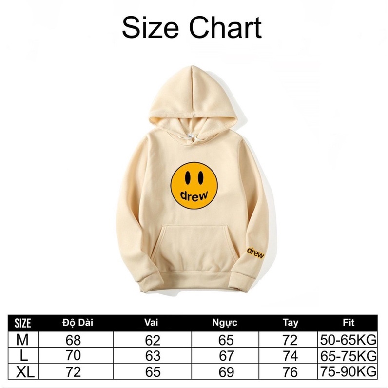 [HOT] Áo Hoodie Drew Unisex Áo Hoodie Form Rộng Chất Nỉ Bông Dày Dặn