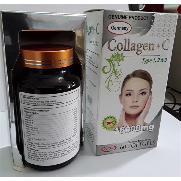 Viên uống Collagen +C Type 1, 2 & 3 hộp 60 viên