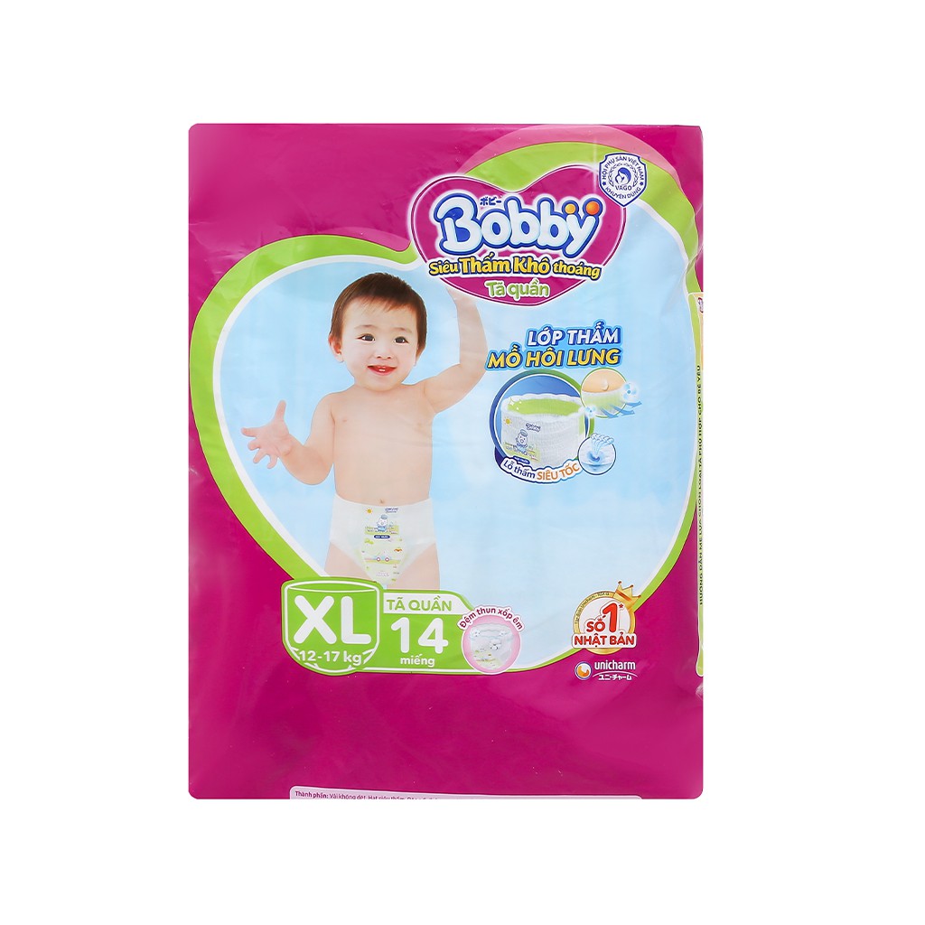 TÃ - BỈM QUẦN TRẺ EM BOBBY SIÊU THẤM XL14 (CHO BÉ TỪ 12-17KG)