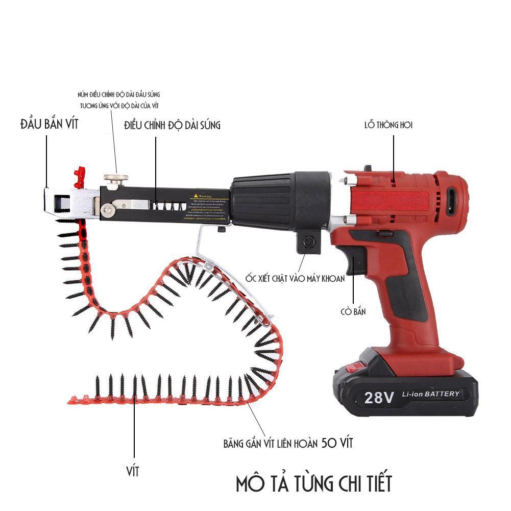 Bộ Đầu Súng Kit Bắn Vít Liên hoàn siêu nhanh lên Gỗ Pallet,Thạch Cao - Shop Dan House