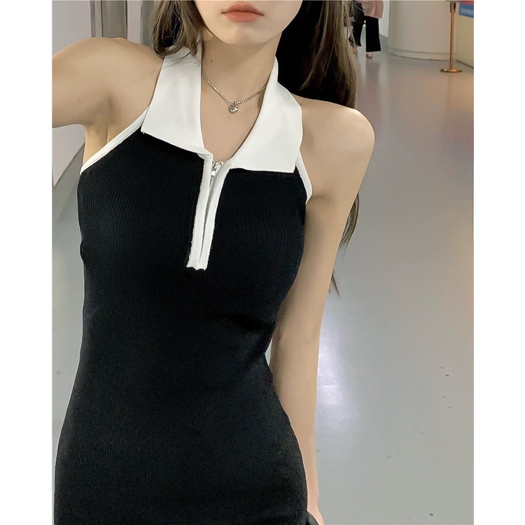 Đầm Body Hở Lưng Khóa Cổ Yếm Viền Trắng Sexy HÀNG LOẠI 1 Chất Thun Siêu Đẹp Mát Váy Đi Tiệc Đi Biển RANSHI | BigBuy360 - bigbuy360.vn