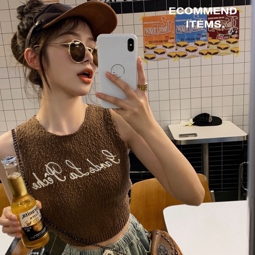 Áo croptop ZHELIHANGFEI sát nách ôm dáng thiết kế quyến rũ cho nữ