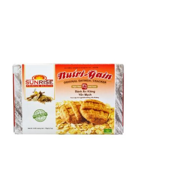 Bánh yến mạch ăn kiêng nguyên chất Nuti Gain chính hãng Sunrise - cho người ăn kiêng, giảm cân, tiểu đường - hộp 178g