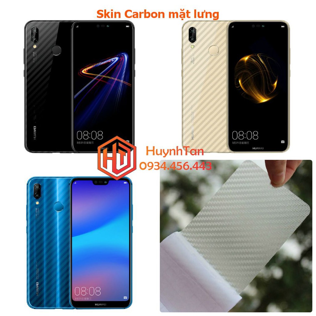 Miếng dán decal carbon mặt sau  Huawei Nova 3E / P10 lite / Nova 3 / Nova 3i chống trầy mặt lưng, chống bám vân tay