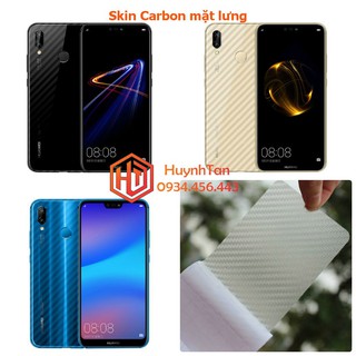Miếng dán decal carbon mặt sau  Huawei Nova 3E / Nova 3 / Nova 3i chống trầy mặt lưng, chống bám vân tay (CẮT SẴN)