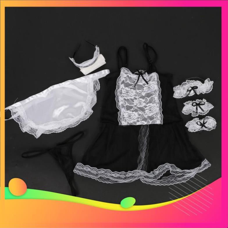[ COSPLAY SEXY KATA - HÀNG CAO CẤP ] Bộ Đồ Ngủ Cosplay Hầu Gái Xẻ Sau (Đủ Phụ Kiện) MS1251 | BigBuy360 - bigbuy360.vn
