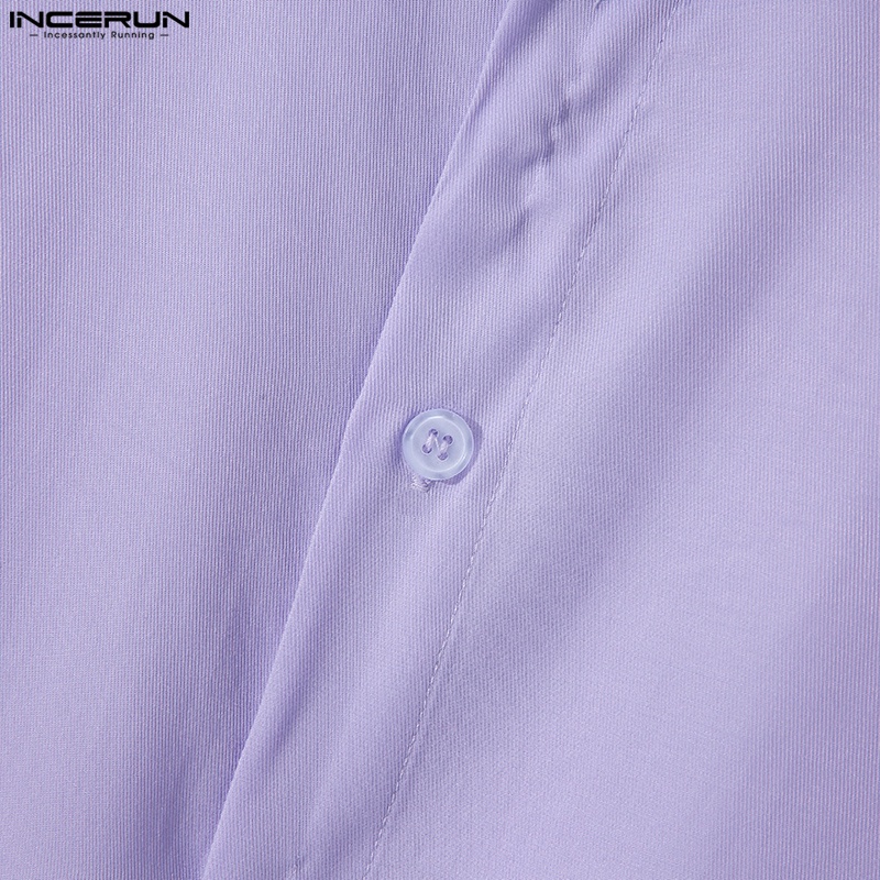 INCERUN Bộ Áo Sơ Mi Ngắn Tay+Quần Short 3 Màu Thời Trang Mùa Hè Cho Nam