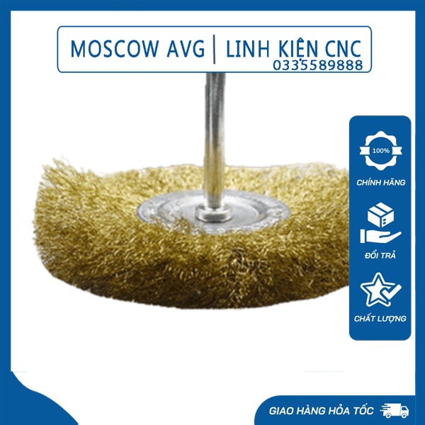Chổi Thép Chà Nhám Gỗ Quật Gỗ Lũa Đánh Gỗ Sử Dụng Máy Khoan Cầm Tay Cán 6mm