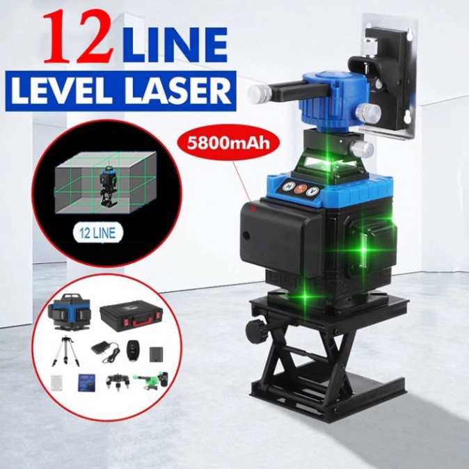 Máy cân mực bắn cốt máy cân bằng laser MAKITA 12 tia xanh laze có điều khiển, sạc, chân đế máy, hộp nhựa
