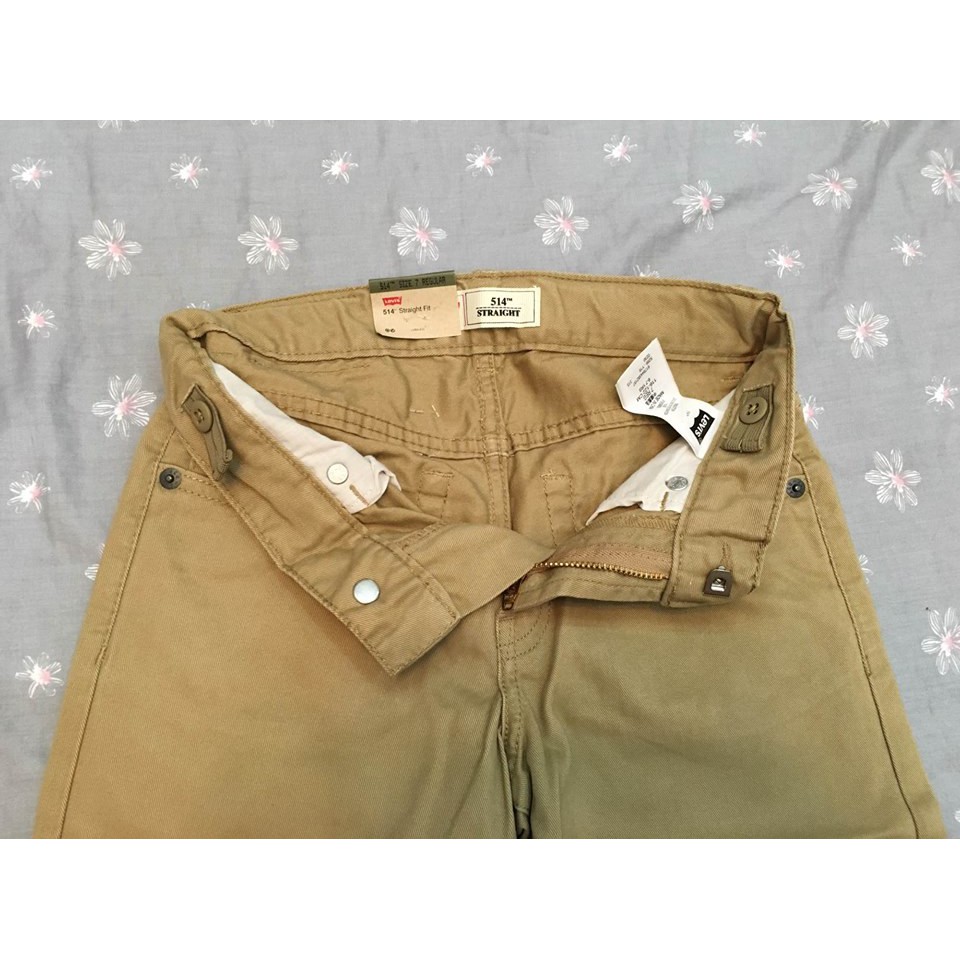 Quần Khaki Levi's dáng straight (ống thẳng) màu vàng da bò - điều chỉnh cạp chun trong