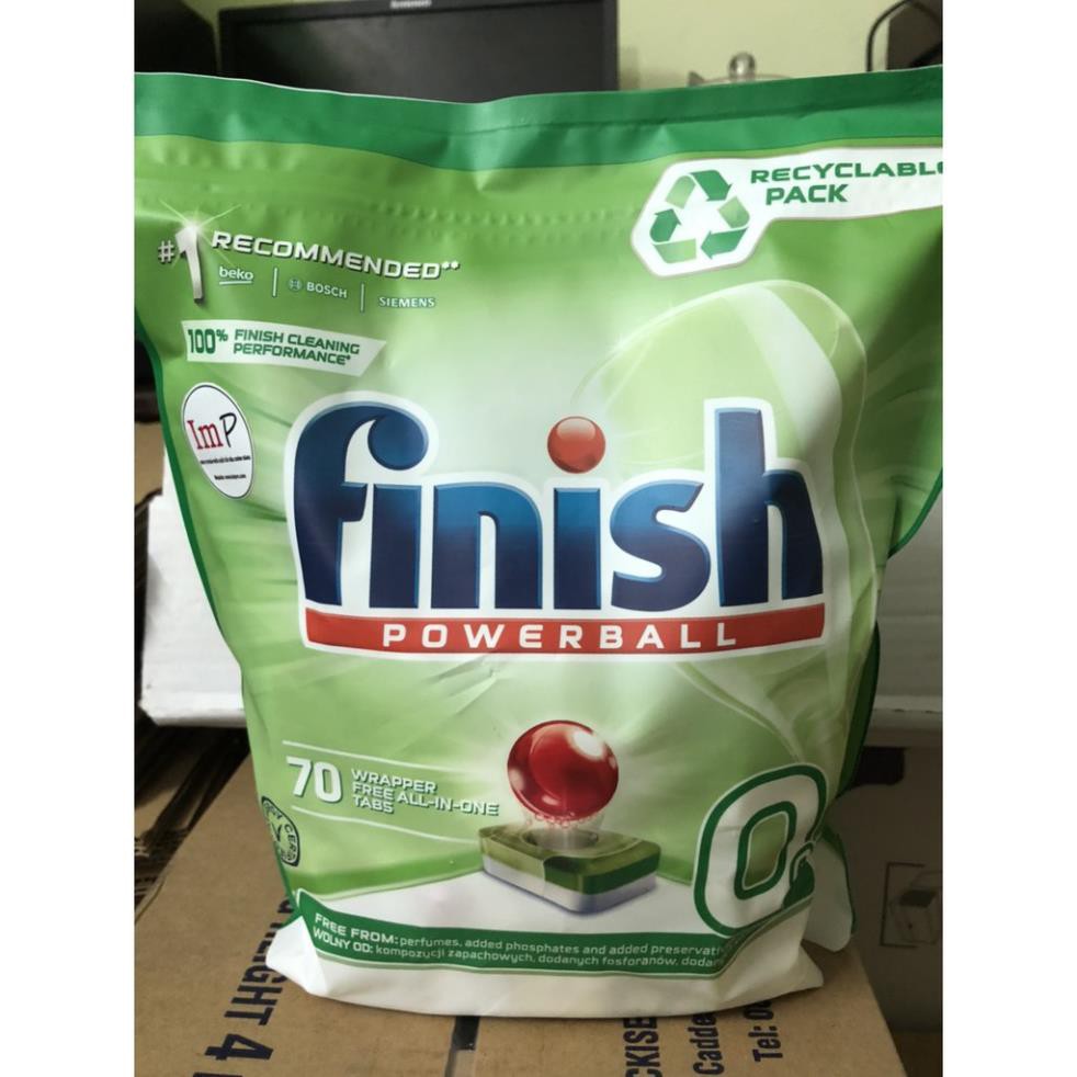 Combo Viên rửa bát Finish Eco 0%, nước làm bóng Finish Eco 0% và muối rửa bát Finish 1.2kg