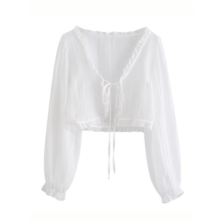 热卖款Bộ đồ mới vào mùa hè 2024  Áo Khoác Cardigan Ngắn Vải Voan Chống Nắng Phối Váy Hai Dây Thời Trang Cho Bạn Gái仙女防晒开衫短款小外套配吊带裙披肩外搭配裙子防晒罩衫雪纺