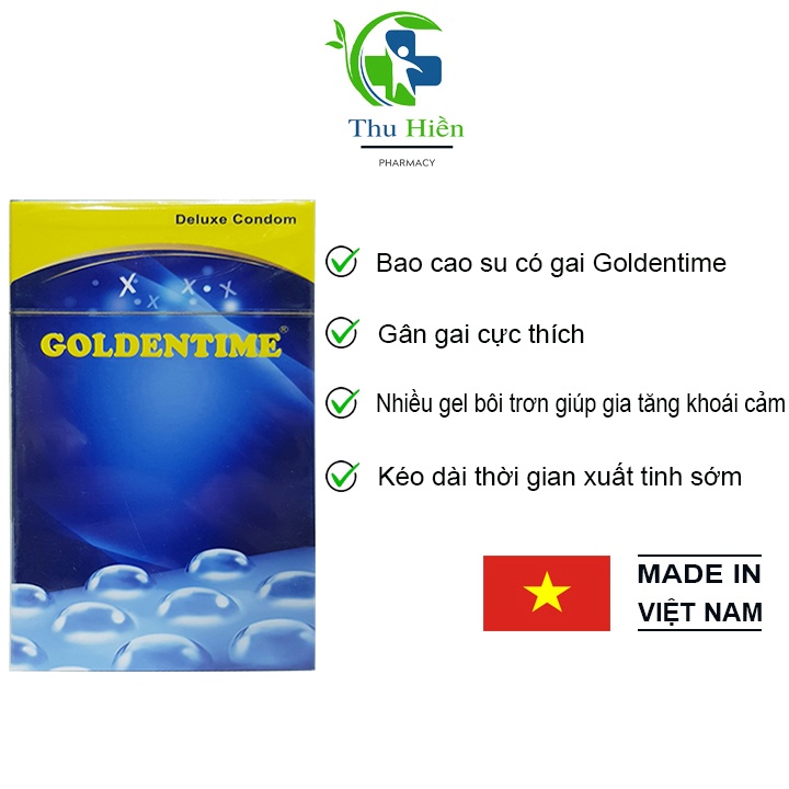 Bao cao su có gai Goldentime nhiều gel bôi trơn kéo dài thời gian chống xuất tinh sớm