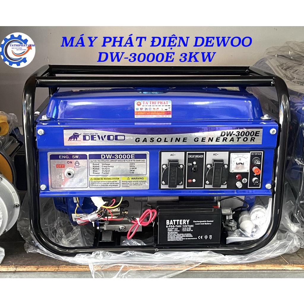 Máy phát điện chạy xăng 3KVA Dewoo DW-3000E  - HÀNG CHÍNH HÃNG