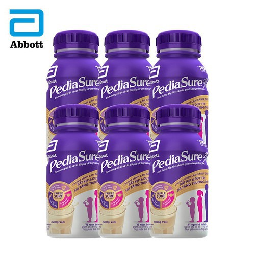 Combo 2 Lốc sữa bột pha sẵn Abbott PediaSure vani 237ml (12 chai tặng 1 ly thủy tinh vắt cam 2in1)