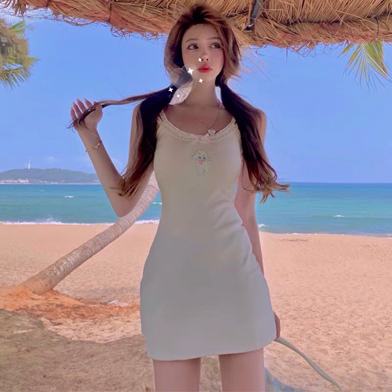 Áo hay dây và váy hai dây ren body sexy chú cừu cute