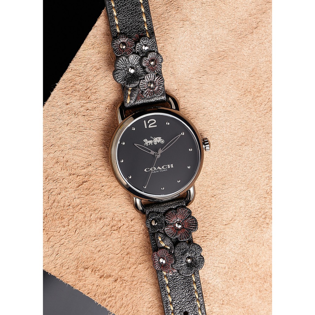 Đồng hồ nữ Coach Delancey 14502816 , dây da gắn hoa , size 28mm