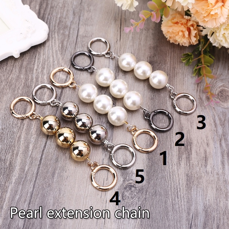 Móc nối dài dây đeo túi xách trang trí hạt ngọc trai hợp thời trang (5.1 Inch/ 13 cm)