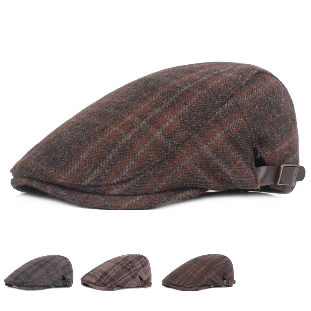 Mũ beret vải cotton kẻ sọc thời trang cho nam
