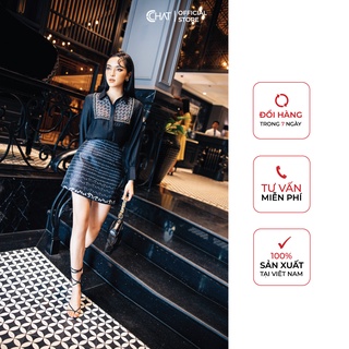 Áo Sơ mi phối vải in CCHAT
