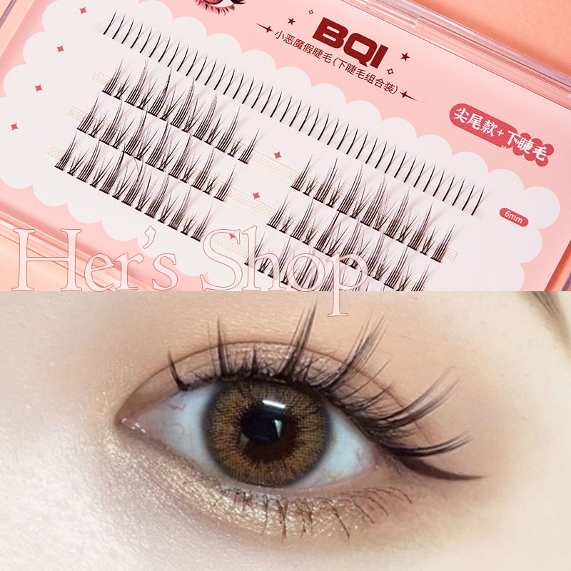 Mi Giả Chùm Tự Nối Trên Và Dưới Tặng Keo Dán Mi Siêu Đẹp - Lông Mi Sợi Tự Nhiên Dễ Nối Tại Nhà EYELASH