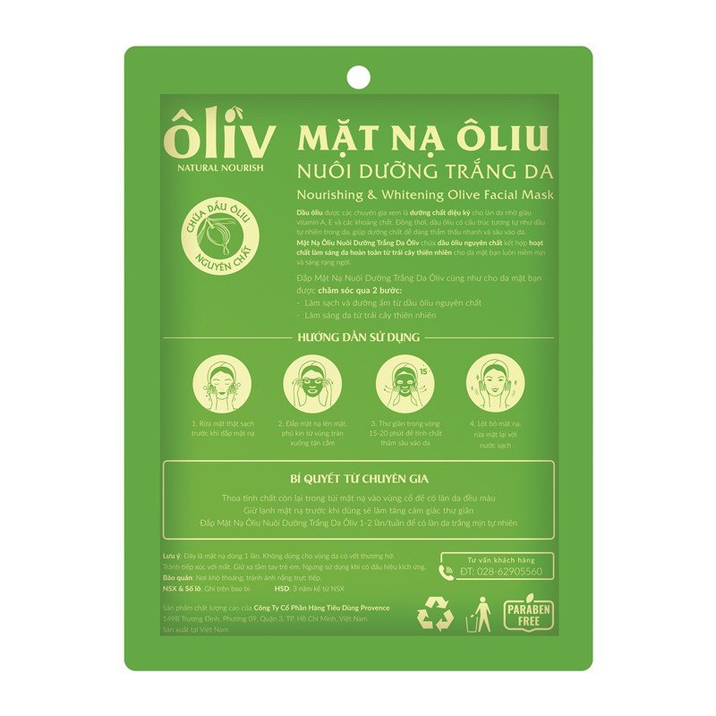 Mặt nạ Oliu nuôi dưỡng trắng da Oliv De Provence Kiwi 20g