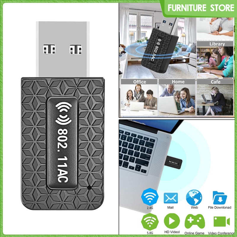 Usb Wifi 1300mbps Cho Windows Xp 7 8 8.1 10 Thẻ Mạng