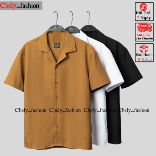 Áo sơ mi tay ngắn nam nữ form rộng sơ mi cổ vest unisex tay lỡ, chất vải lụa mịn chống nhăn Chely_fashion