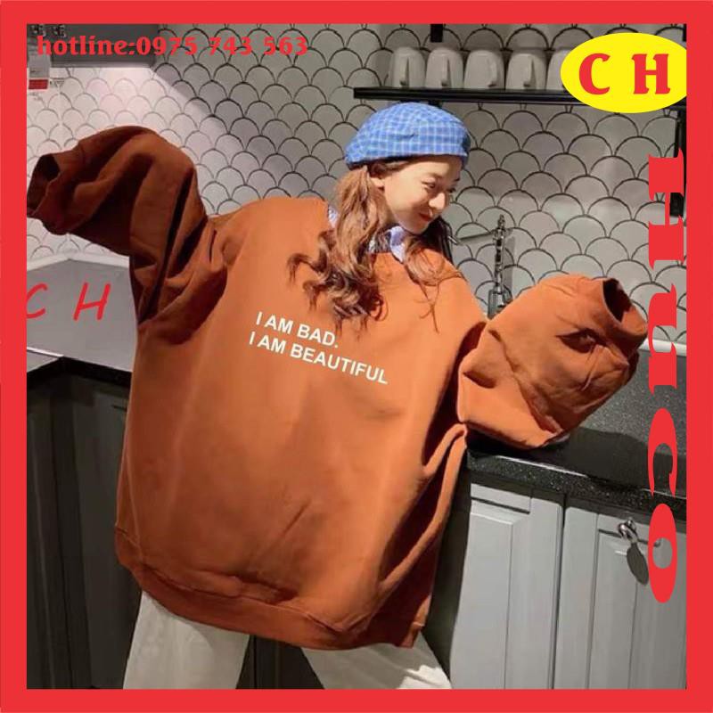 áo hoodie, sweater nỉ bông I AM BAD🦋thời trang thu đông nam nữ, cặp đôi🦋form thụng cánh rơi unisex freesize ulzzang