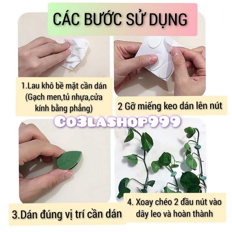 Nút nhựa chiếc lá cố định dây leo tường gạch men/ cửa kính (1 NÚT)