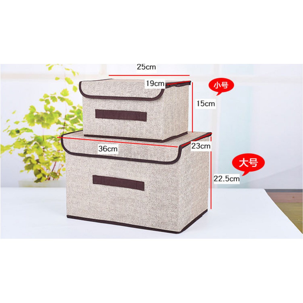 Set 2 Túi Vải Đựng Đồ Dạng Hộp Khung Cứng