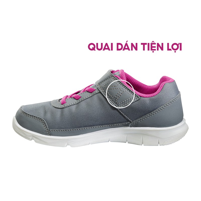 Giày trẻ em DECATHLON Newfeel pw100 xám/ hồng (cho bé gái)