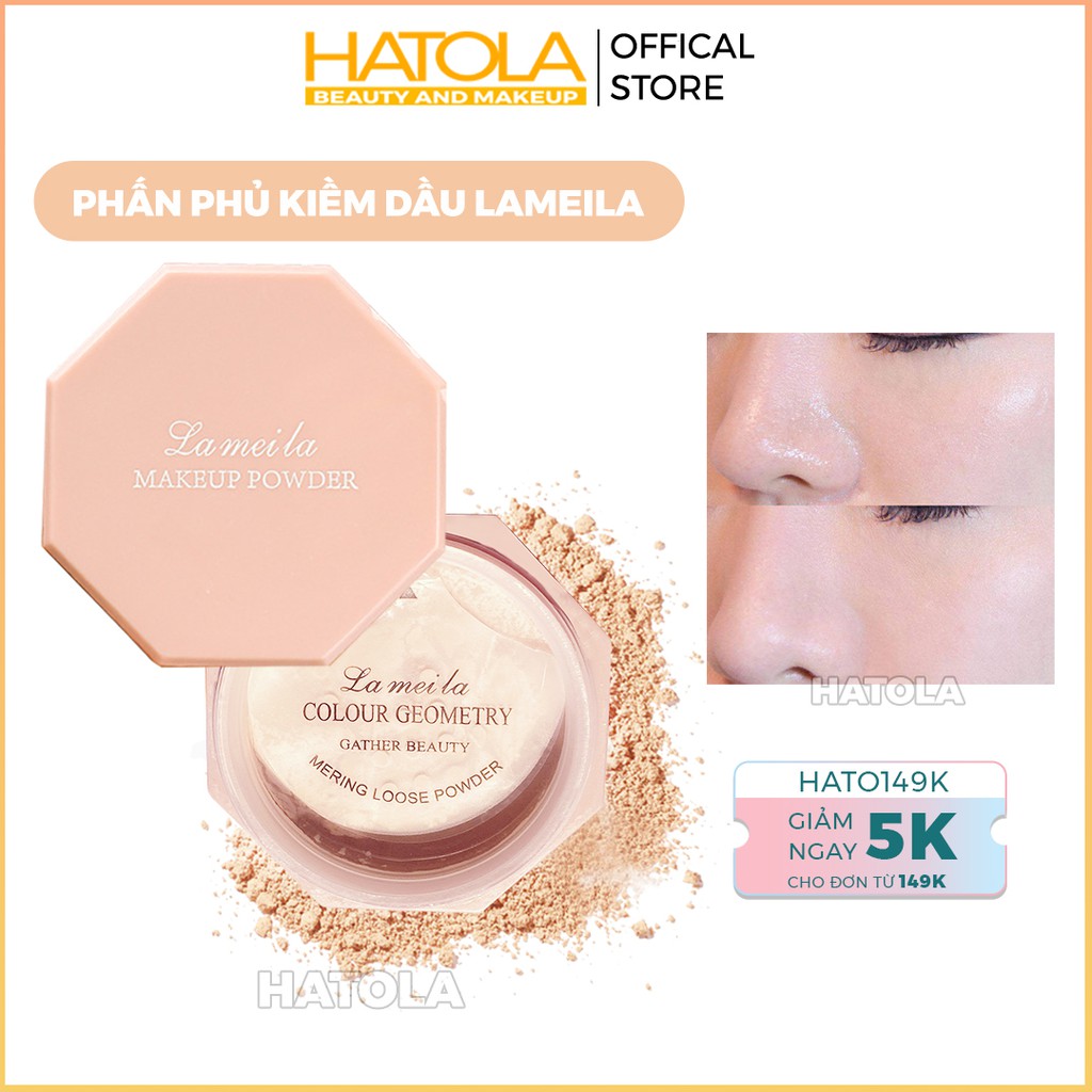 Phấn Phủ Kiềm Dầu Lameila Makeup Powder Làm Sáng Da Che Phủ Tự Nhiên Vỏ Hồng Dễ Thương Hatola