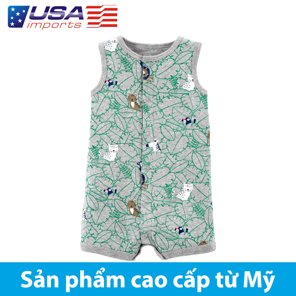 Áo liền thân dạng đùi sát nách cotton hoạ tiết safari Car-tờ Auth Từ Mỹ (1K522010)