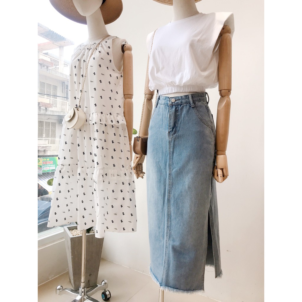 [Mã FADIRECT20 giảm 20K đơn 150K] Chân váy jeans MIEU midi xẻ tà - HMR16 (Nhạt) | BigBuy360 - bigbuy360.vn