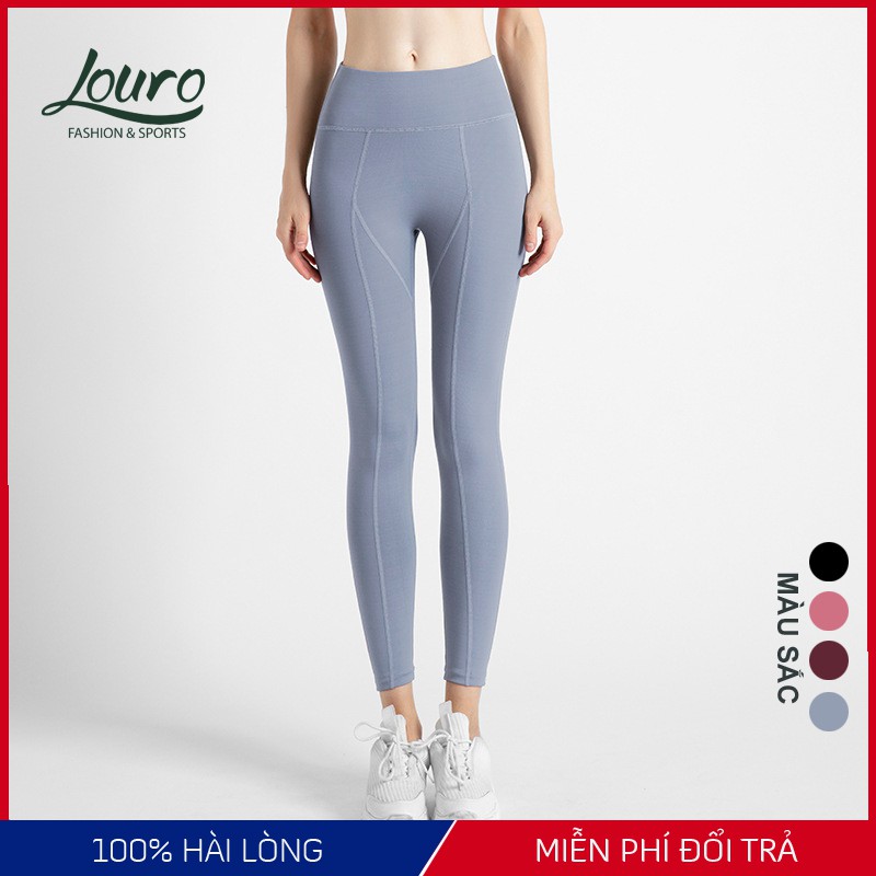 Quần tập gym, yoga nữ Louro, kiểu quần legging cạp cao định hình, thiết kế nâng mông, gen bụng, vải thể thao - QL109