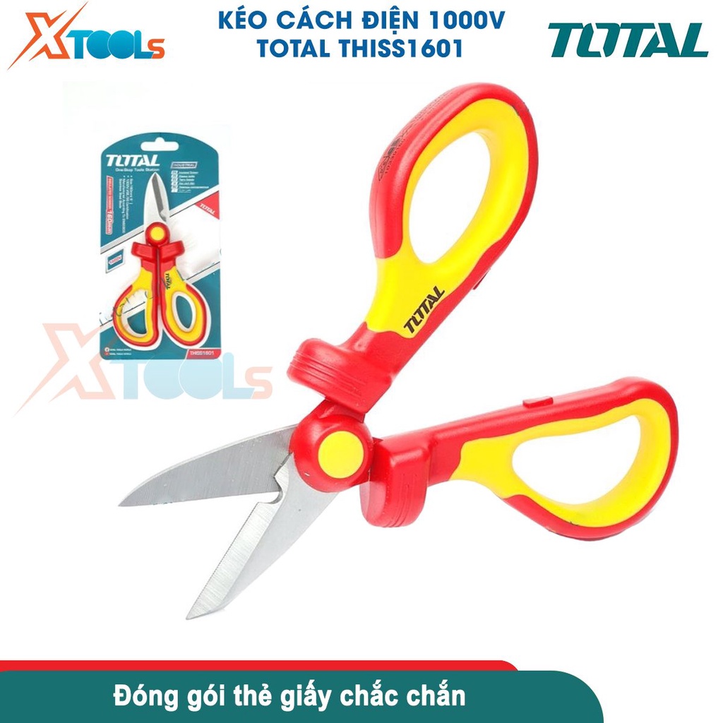 Kéo đa năng cách điện TOTAL THISS1601 cách điện 1000V, lưỡi thép không gỉ, kích thước 160mm [CHÍNH HÃNG][XTOOLS]
