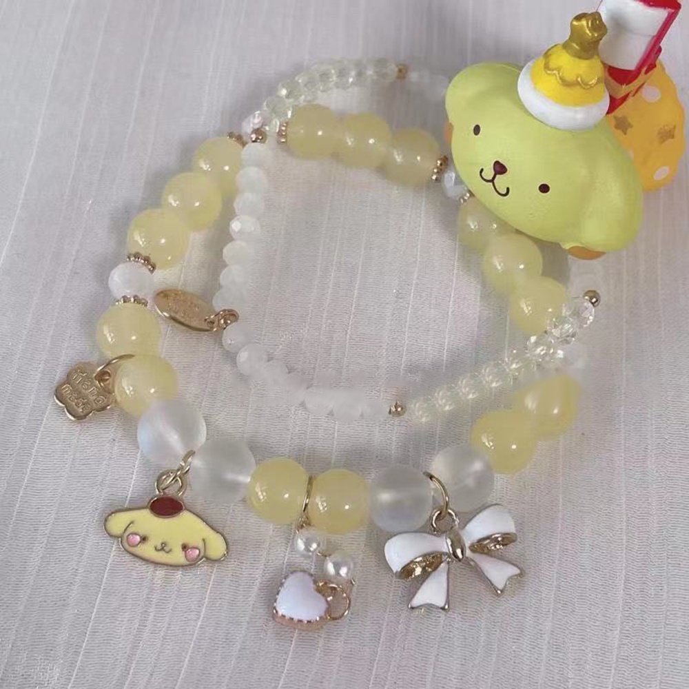 Set 2 Vòng Tay Co Giãn Đính Hạt Pha Lê Cinnamoroll Dễ Thương Ngọt Ngào Cho Bạn Gái