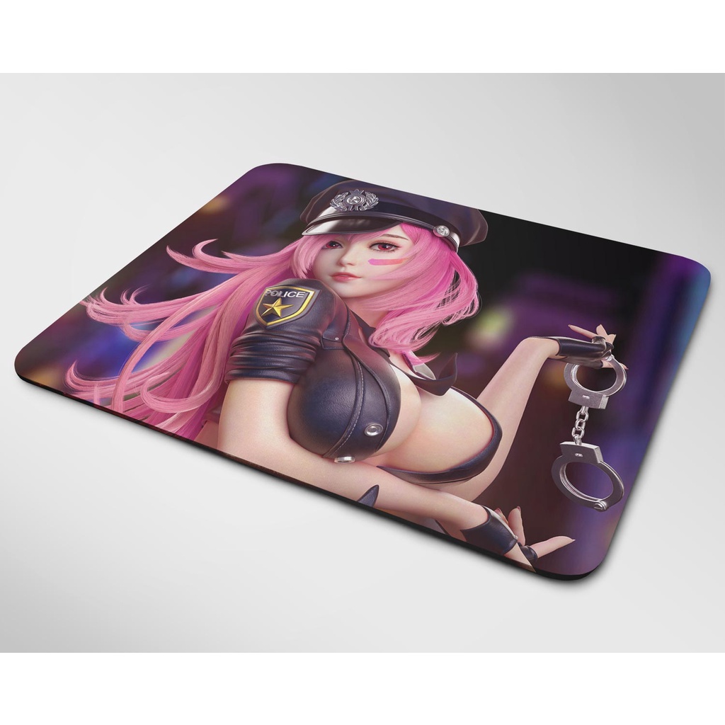 Lót chuột cỡ lớn, bàn di chuột, mouse pad mẫu Nữ cảnh sát (Nhiều kích thước)