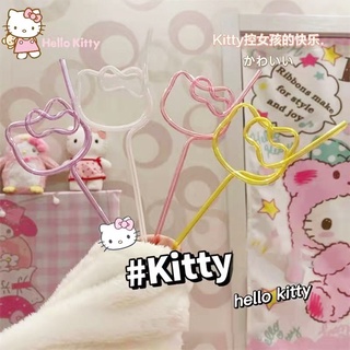 Hello Kitty Straw Milk Drinking Straw Stirring Stick Reusable Drinking Straws Gift