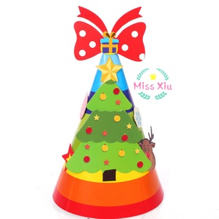 Nón noel tự trang trí bằng giấy