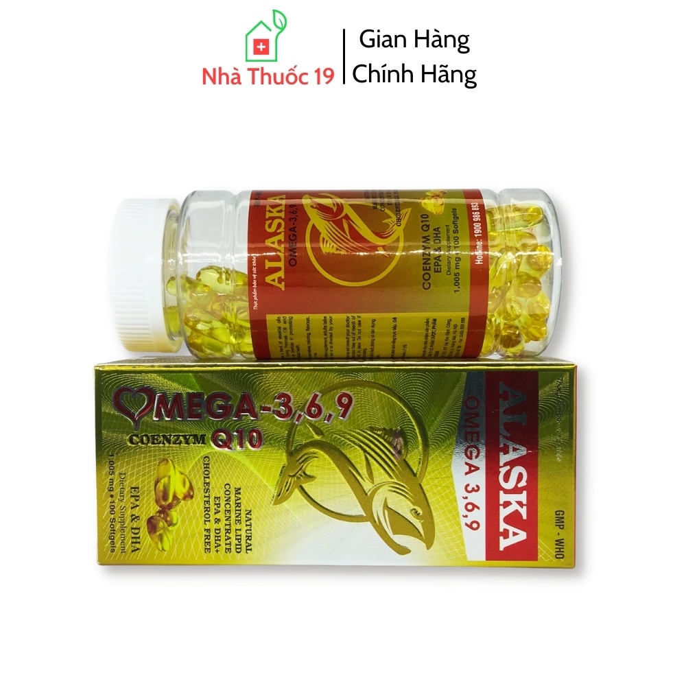Viên Dầu Cá Alaska Omega 3 6 9 Coenzym Q10 USA Bổ Não, Sáng Mắt, Khỏe Mạnh Tim Mạch, Tăng Cường Trí Nhớ (Lọ 100 Viên)