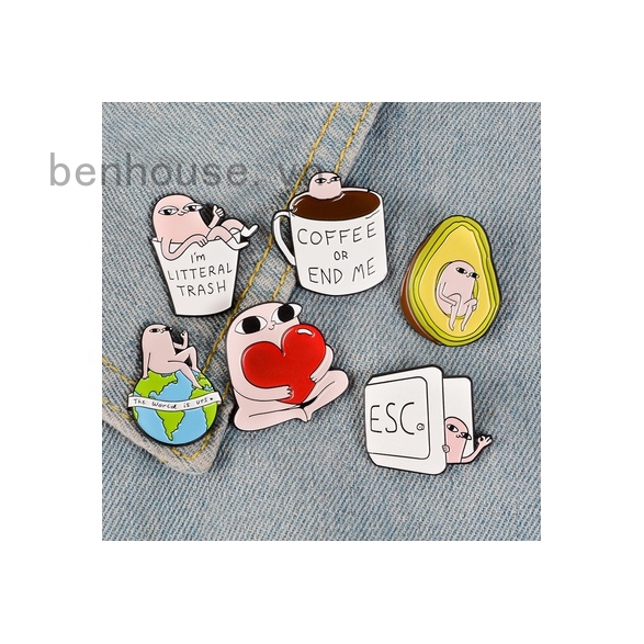 Huy hiệu cài áo hình quả bơ , cà phê sáng tạo