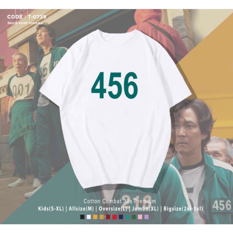 Áo Squid Game chữ số trò chơi con mực, có in số theo yêu cầu form rộng unisex cryaotic10