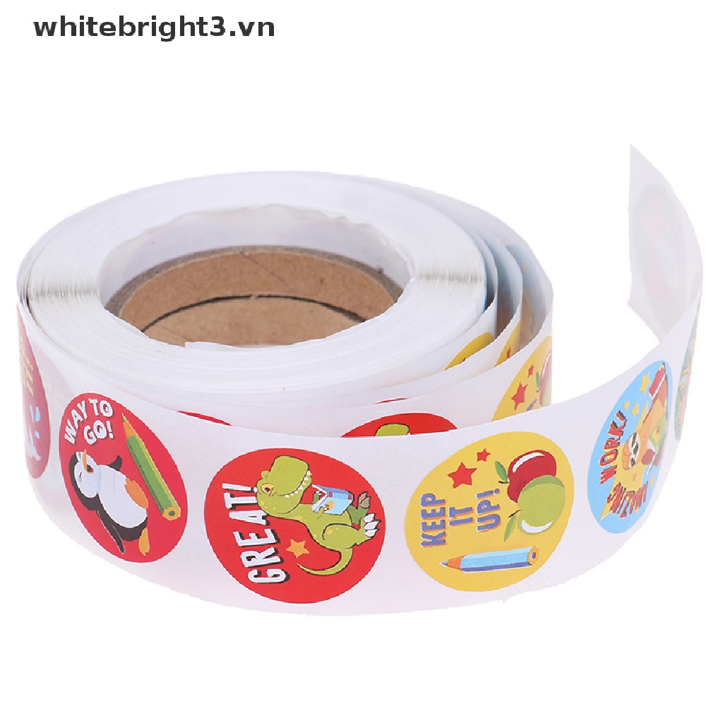 Cuộn 500 Miếng Dán Khen Thưởng Hình Động Vật Dễ Thương
