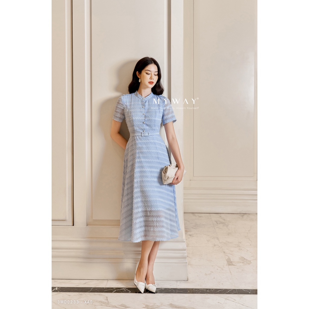 Đầm Công Sở Nữ MY WAY Dáng Xòe Kèm Theo Đai Cao Cấp 3MD0233